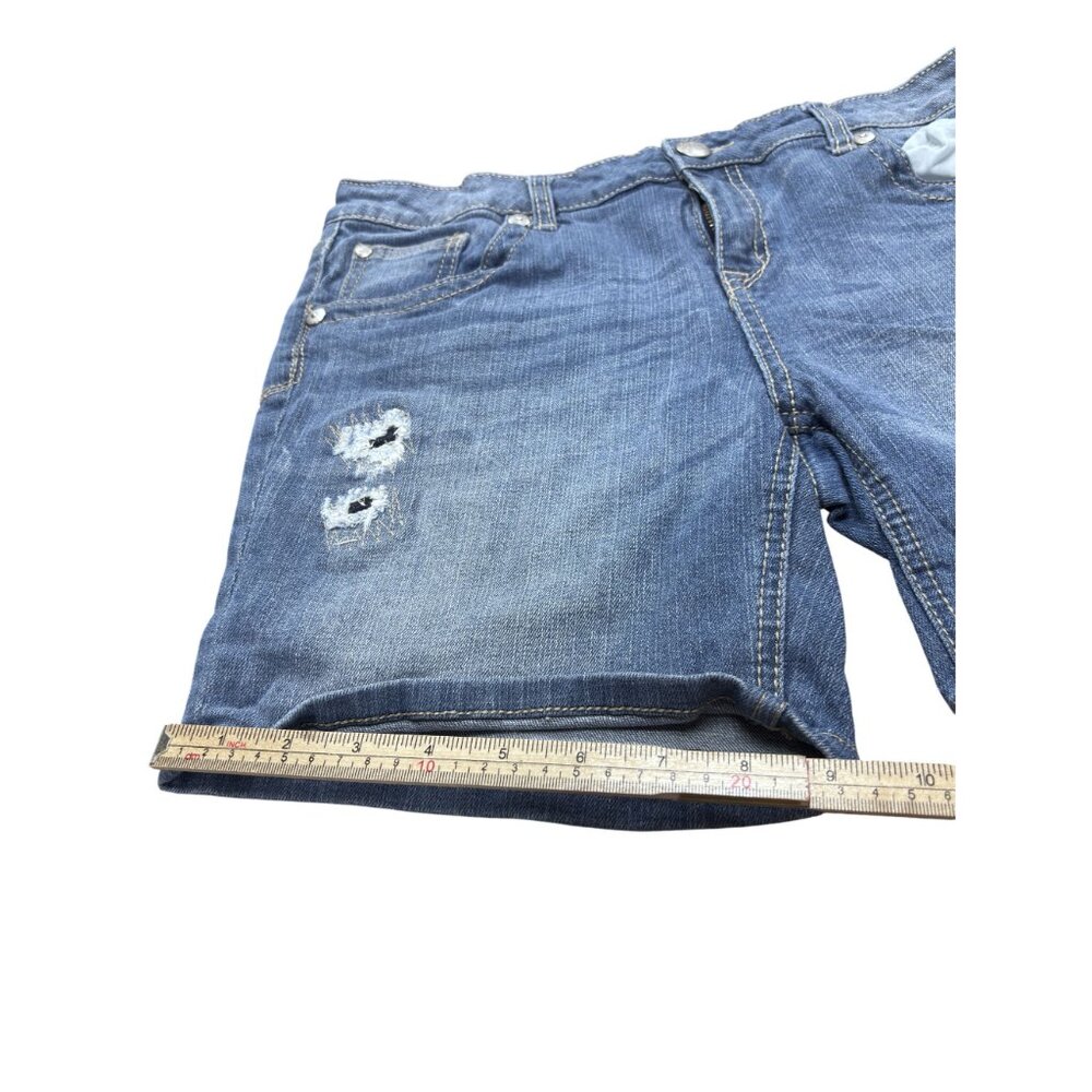 Justice Girls Denim Shorts Size 16.5 Blue Distressed Style - Picture 9 of 10